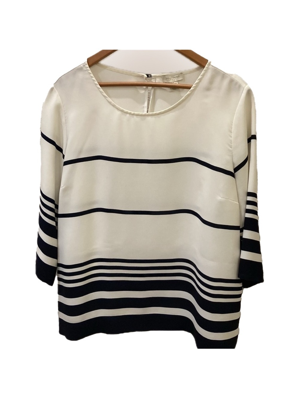 Saint Tropez West Navy striped blouse, size XL. Career. Conservative. Classic.